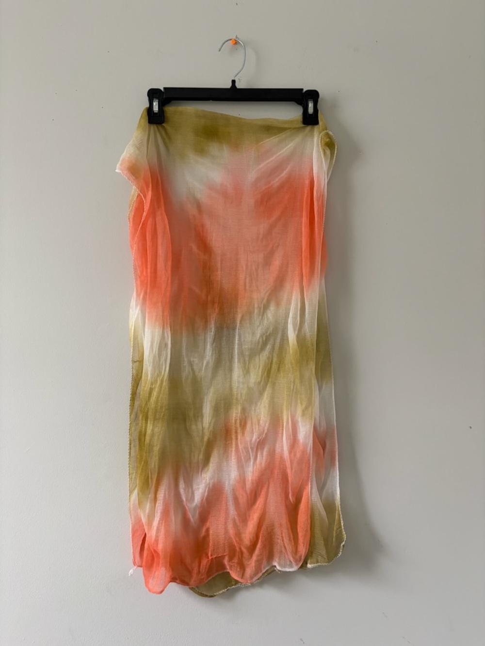 Lightweight Ombre Scarf in Coral, Olive & White
